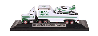 Hess Mini Toy Trucks collectors trucks 2001 transport truck with race car